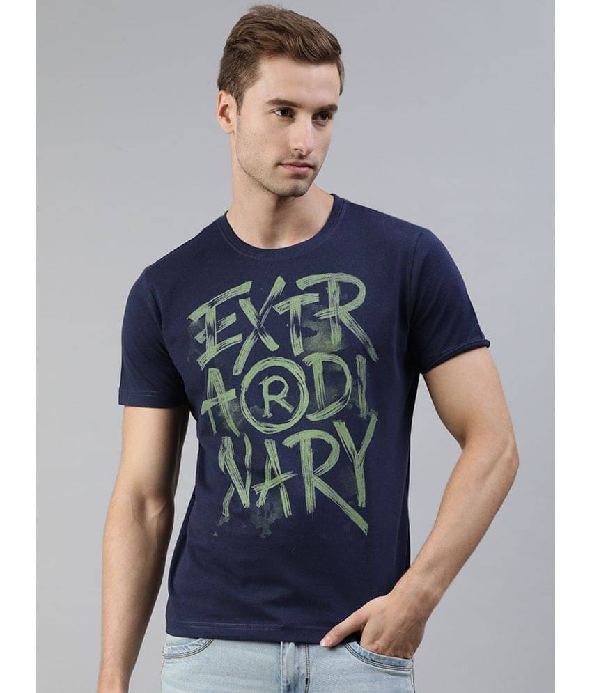     			Huetrap Pack of 1 Cotton Blend Regular Fit Men's T-Shirt ( Blue )