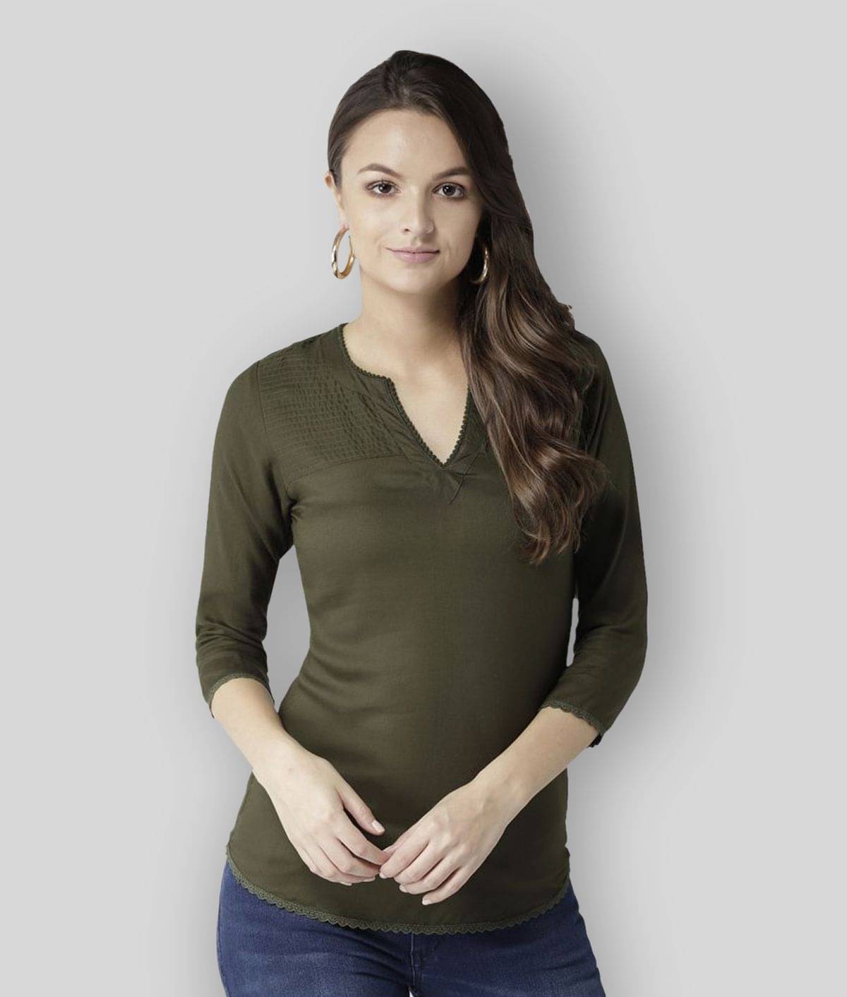     			MARC LOIRE Women's Viscose Regular Top ( Green )