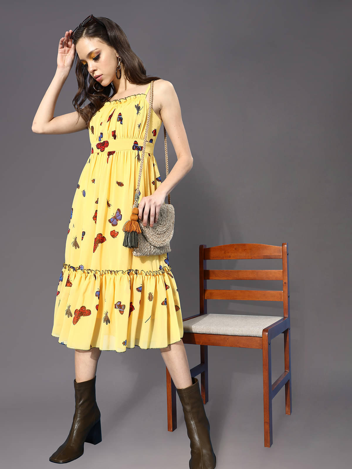 Miss Chase Women Georgette Printed Fit & Flare Dress ( Multicolor ) Miss Chase Women Georgette Printed Fit & Flare Dress ( Multicolor )