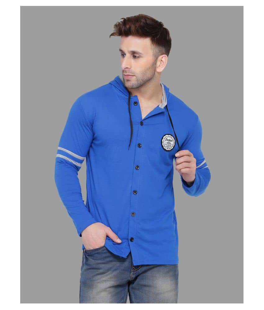 Tfurnish - Blue Cotton Blend Slim Fit Men's T-Shirt ( Pack of 1 )