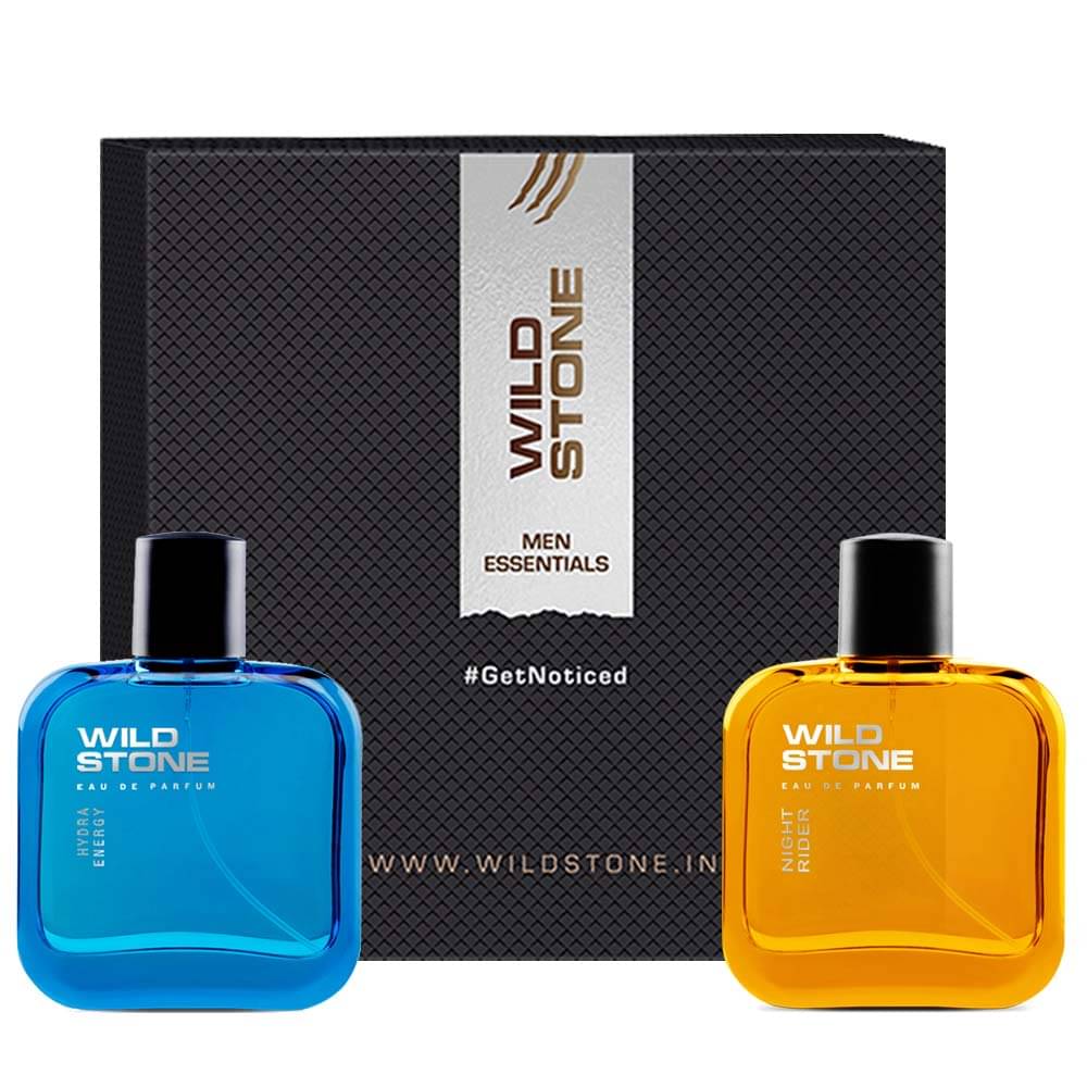     			Wild Stone Gift Hamper with Hydra Energy and Night Rider Perfume Combo for Men (100ml each) Eau de Parfum - 200 ml (For Men)