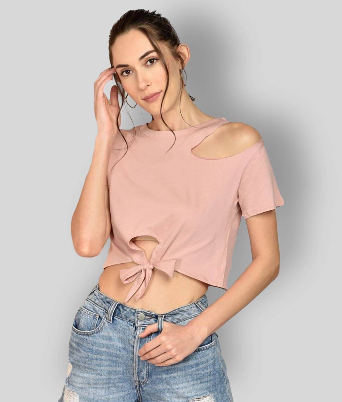 Chimpaaanzee Women's Cotton Knot Front Top ( Pink )     			Chimpaaanzee Women's Cotton Knot Front Top ( Pink )
