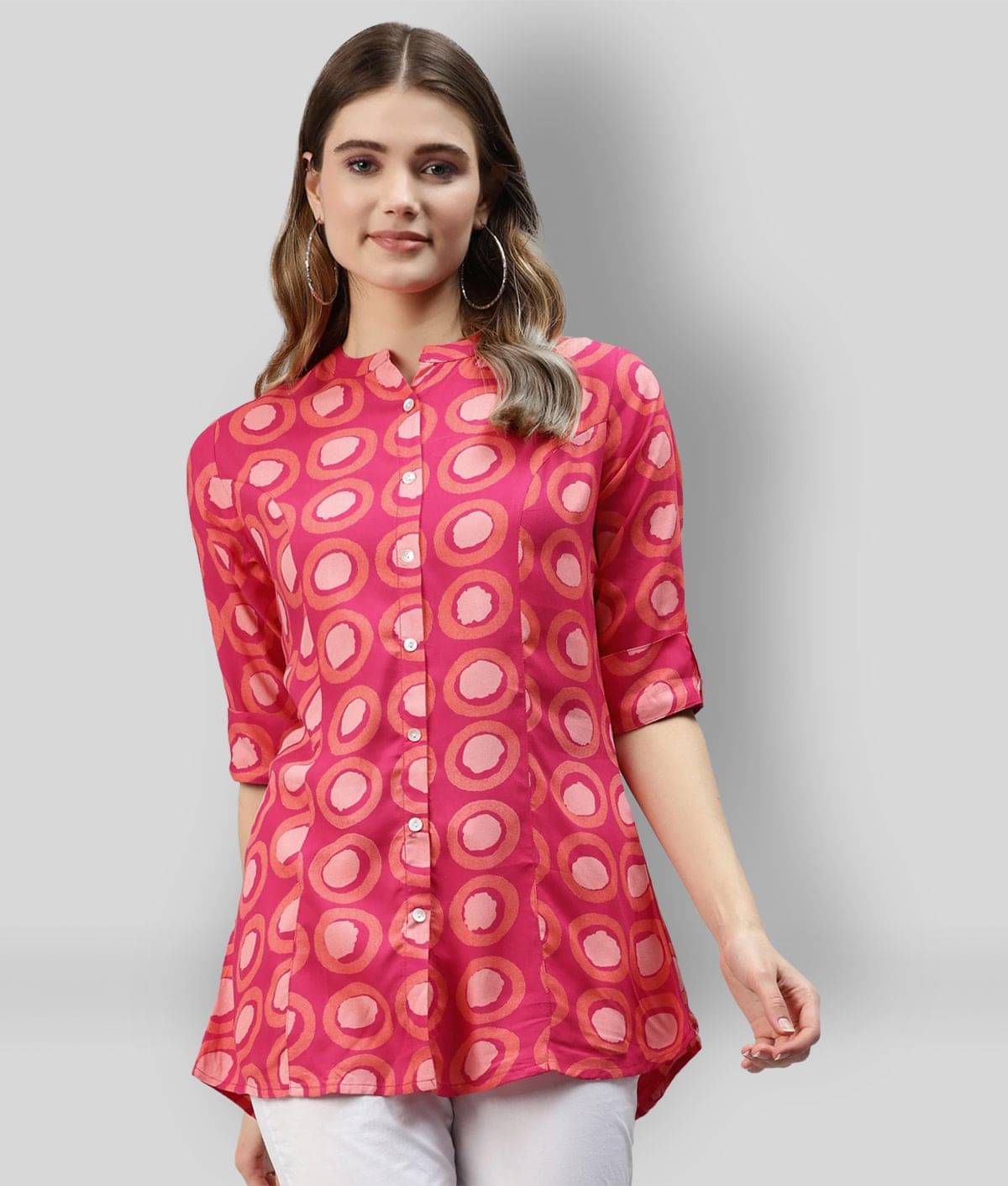Divena Women's Rayon Tunic ( Pink ) Divena Women's Rayon Tunic ( Pink )