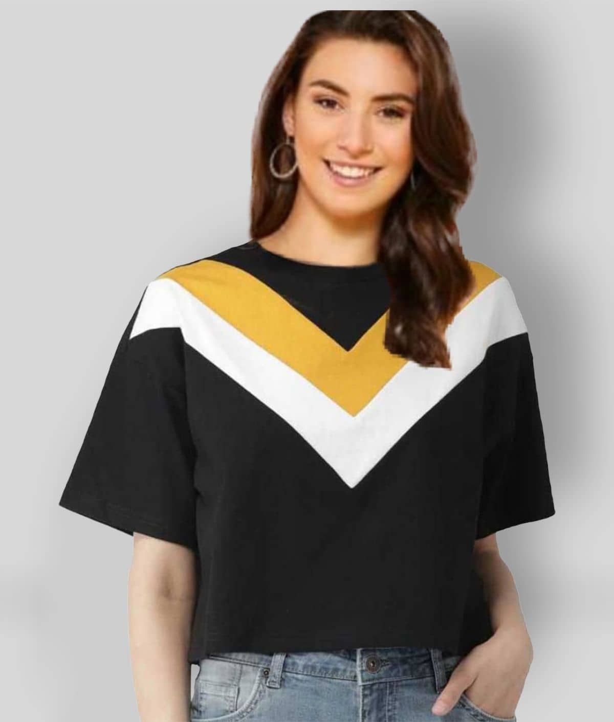 Dream Beauty Fashion Women's Cotton Blend Regular Top ( Black )