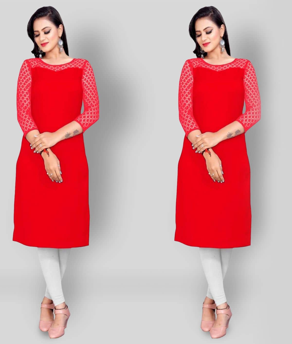 Dream Beauty Fashion - Red Crepe Women's Straight Kurti ( Pack of 2 ) - Kurtis, Tunics | Buy online on ZillyBuy