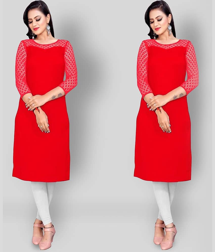 Dream Beauty Fashion - Red Crepe Women's Straight Kurti ( Pack of 2 ) - Kurtis, Tunics | Buy online on ZillyBuy