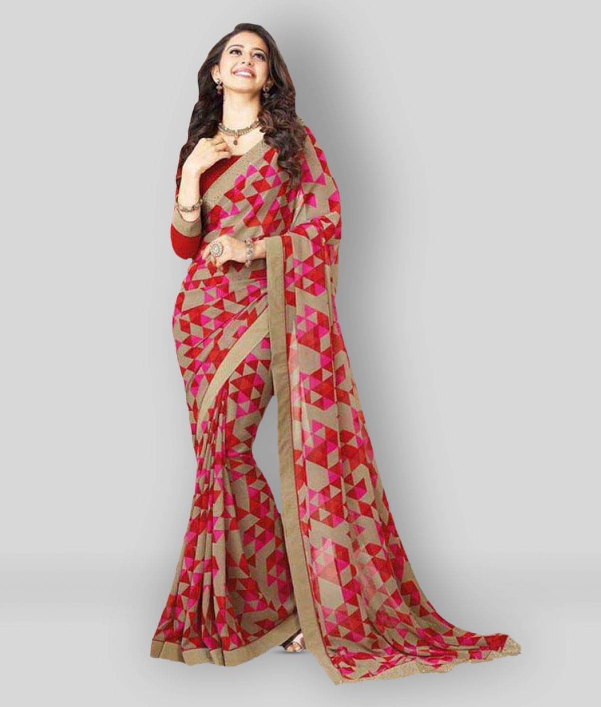 Gazal Fashions Chiffon Printed Saree With Unstitched Blouse Piece ( Multicolor ) Gazal Fashions Chiffon Printed Saree With Unstitched Blouse Piece ( Multicolor )