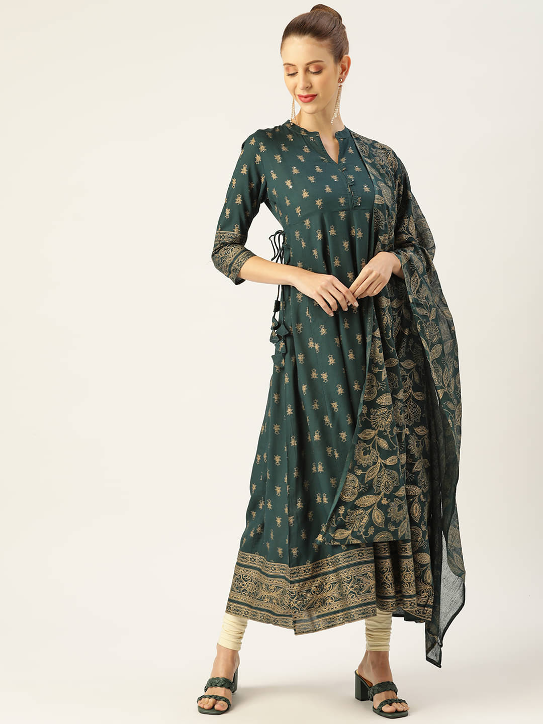 Kbz - Green Rayon Women's Anarkali Kurti ( Pack of 1 )     			Kbz - Green Rayon Women's Anarkali Kurti ( Pack of 1 )
