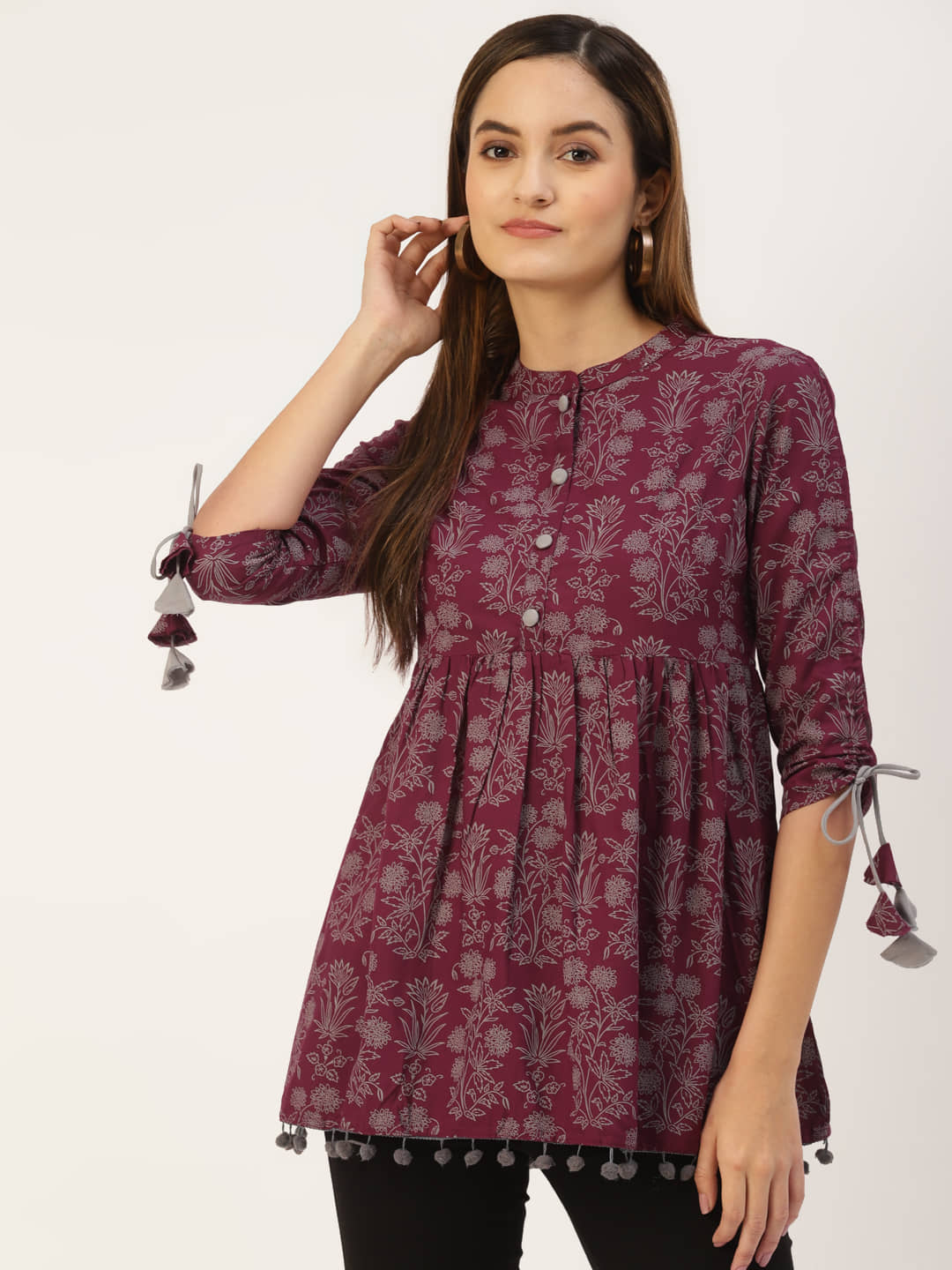 Kbz Women's Rayon Empire Top ( Wine )