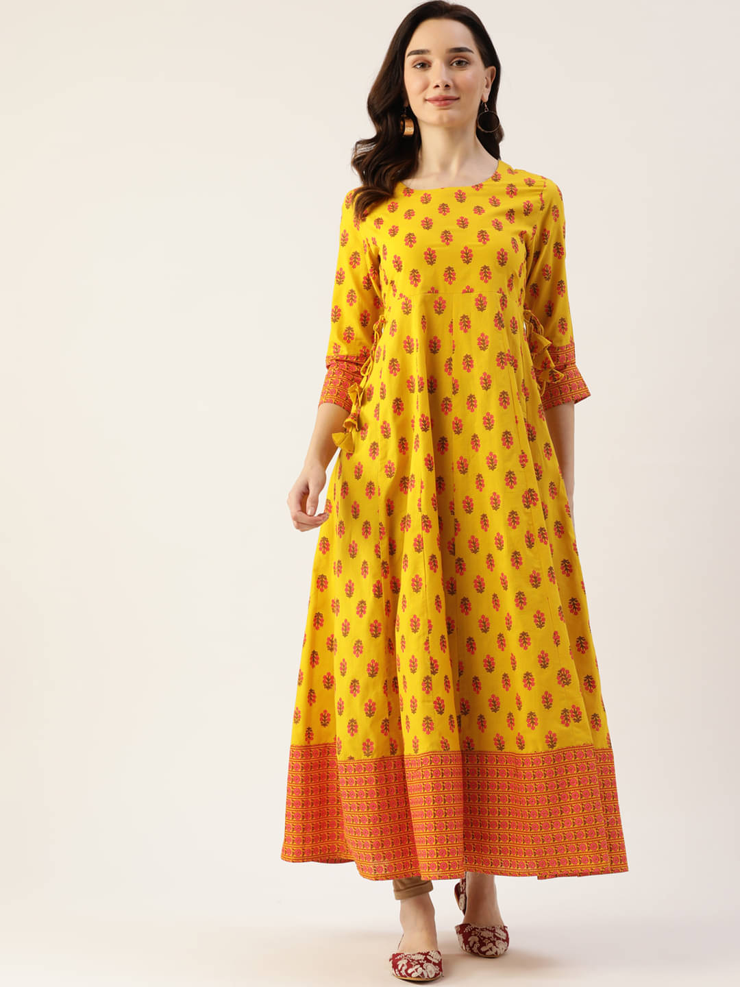     			Kbz - Yellow Cotton Women's Anarkali Kurti ( Pack of 1 )