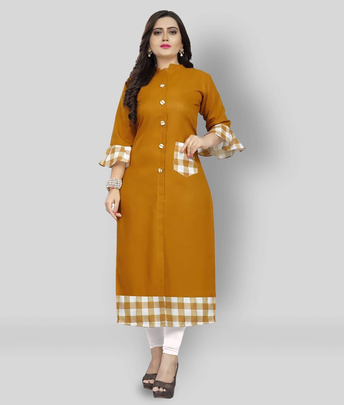 Lerkiza - Rust Cotton Women's Straight Kurti ( Pack of 1 ) - Kurtis, Tunics | Buy online on ZillyBuy