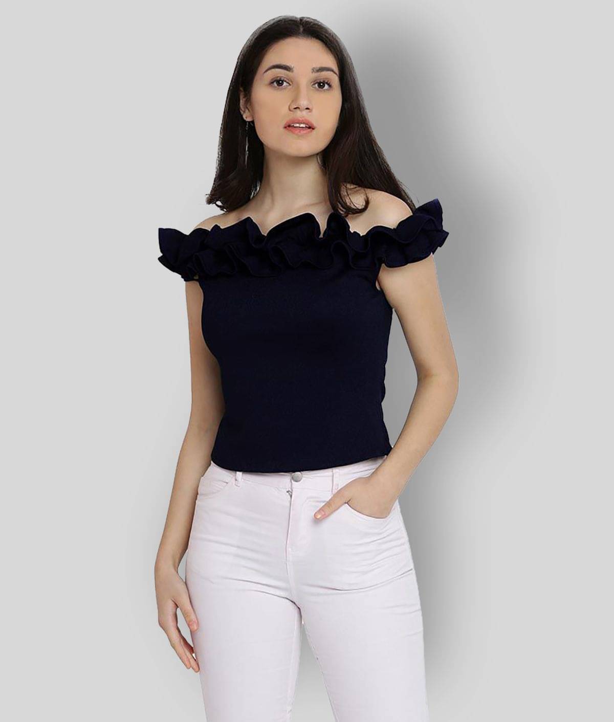 Miss Chase Women's Polyester Regular Top ( Navy ) Miss Chase Women's Polyester Regular Top ( Navy )