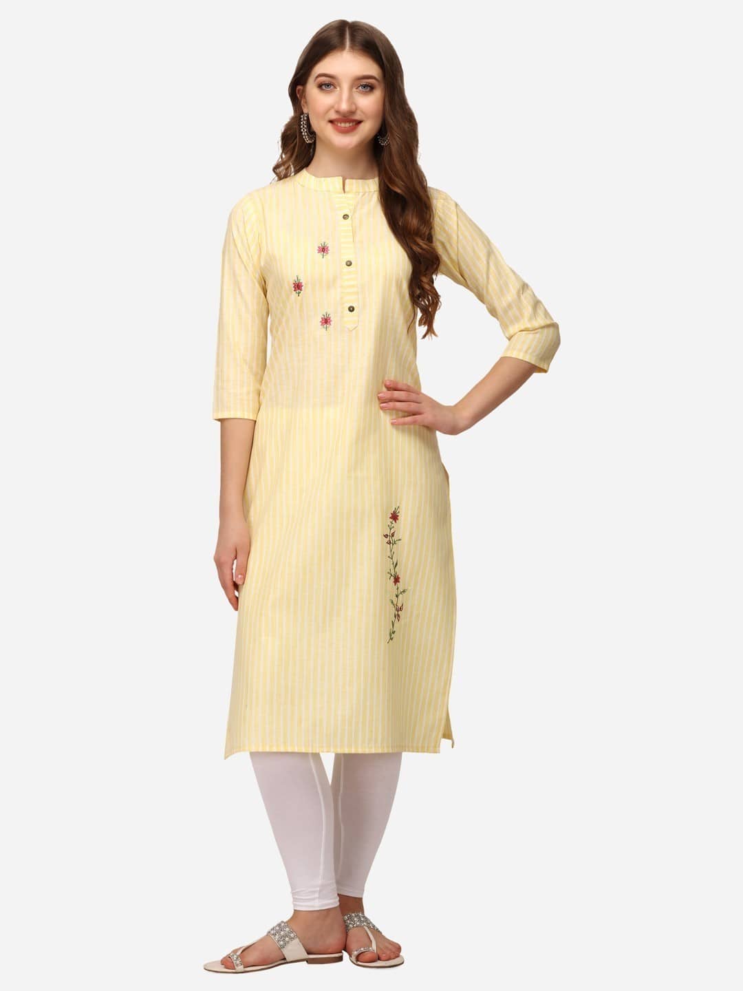 Prettify - Yellow Cotton Women's Straight Kurti ( Pack of 1 ) - Kurtis, Tunics | Buy online on ZillyBuy