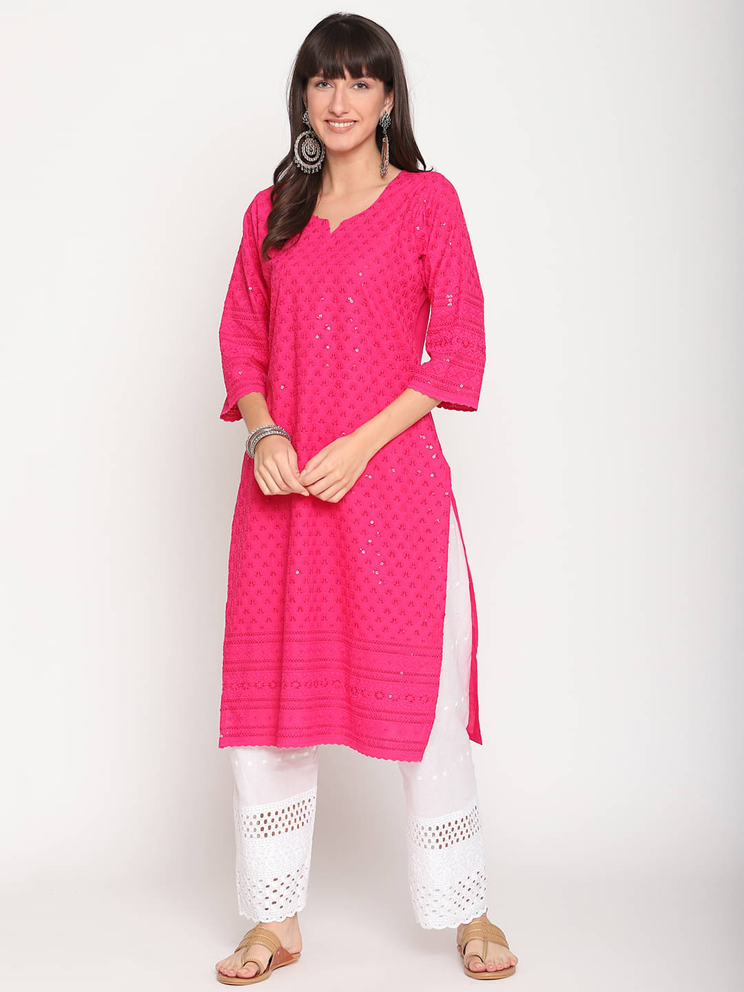    			Queenley - Pink Cotton Women's Straight Kurti ( Pack of 1 )