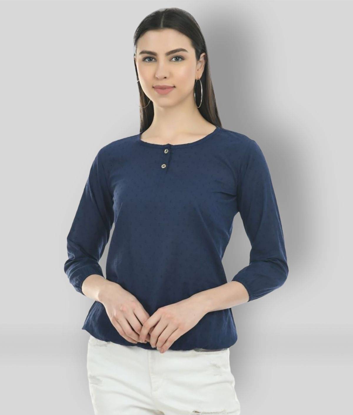     			SAAKAA Women's Cotton Regular Top ( Navy )