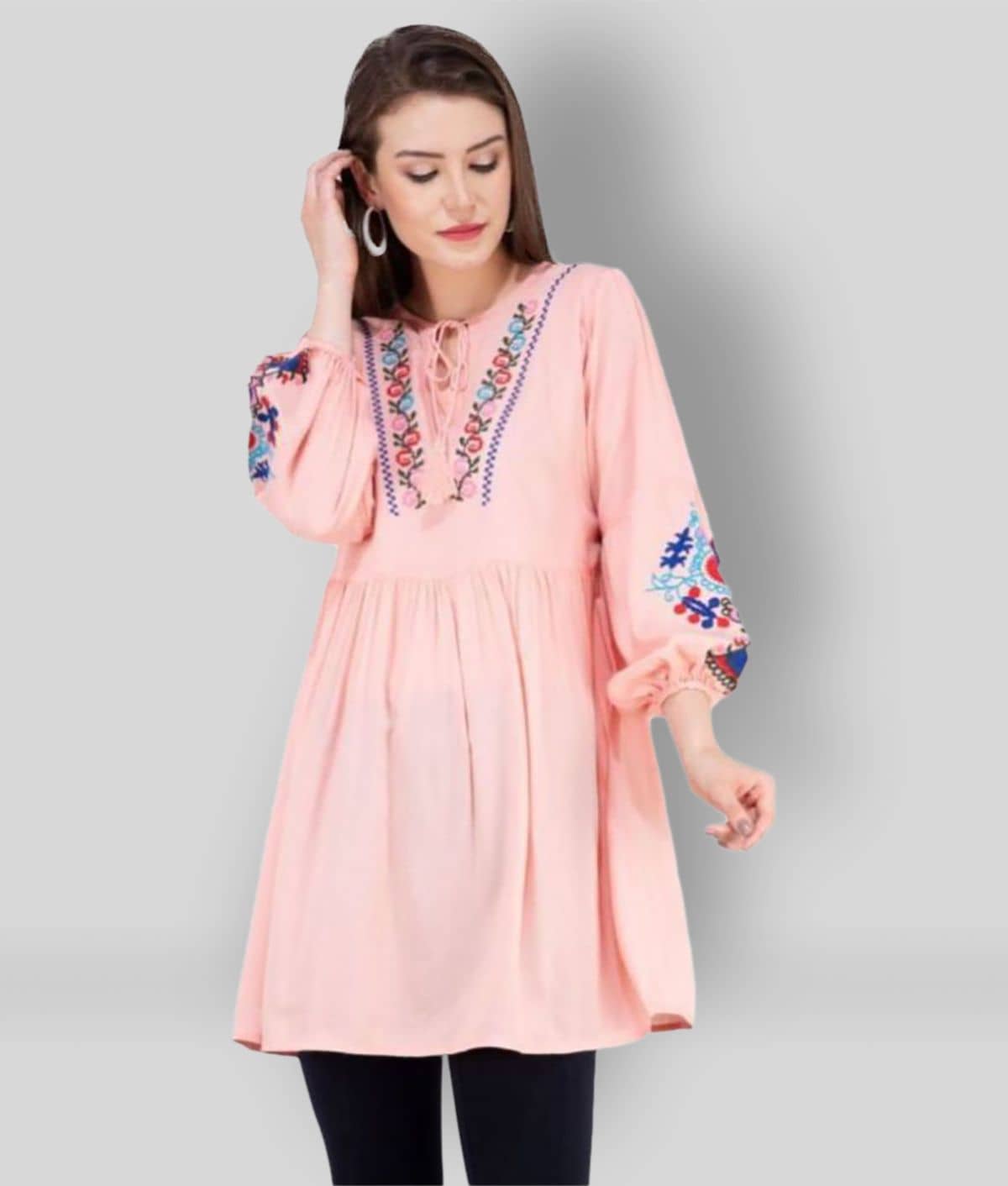 SAAKAA Women's Rayon Empire Top ( Pink )