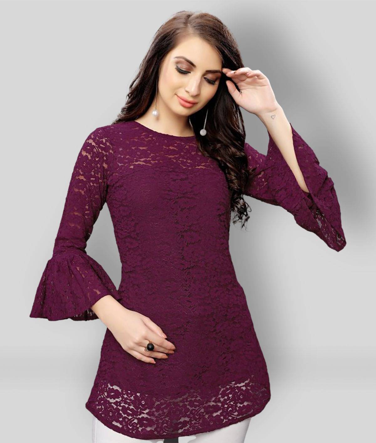 Selvia Women's Net A-Line Top ( Purple ) Selvia Women's Net A-Line Top ( Purple )