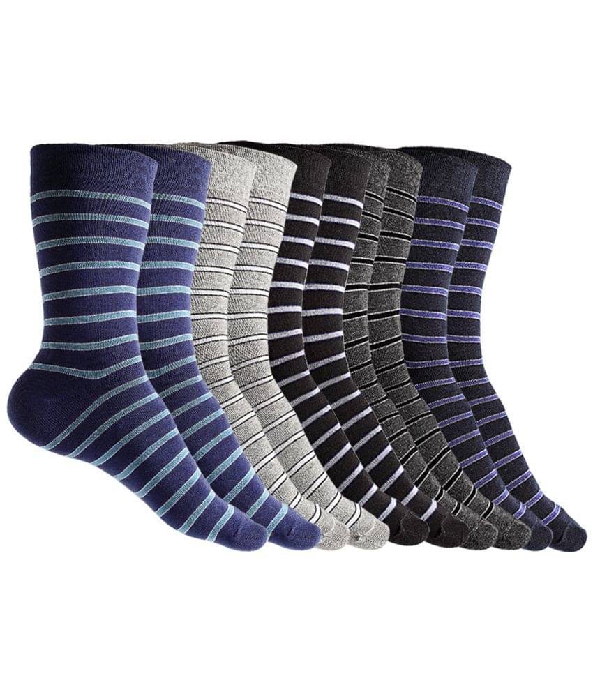 Texlon - Multicolor Cotton Men's Mid Length Socks ( Pack of 5 ) Texlon - Multicolor Cotton Men's Mid Length Socks ( Pack of 5 )