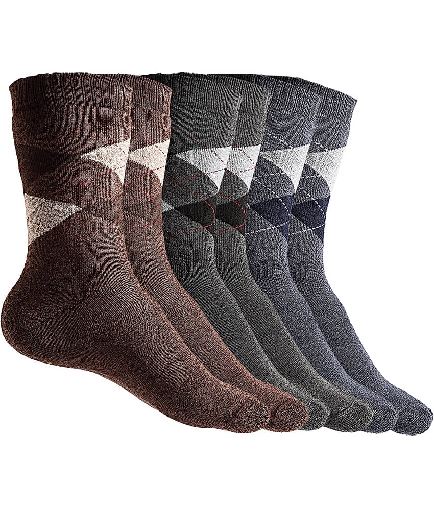 Texlon - Multicolor Woollen Men's Mid Length Socks ( Pack of 3 ) - Socks | Buy online on ZillyBuy
