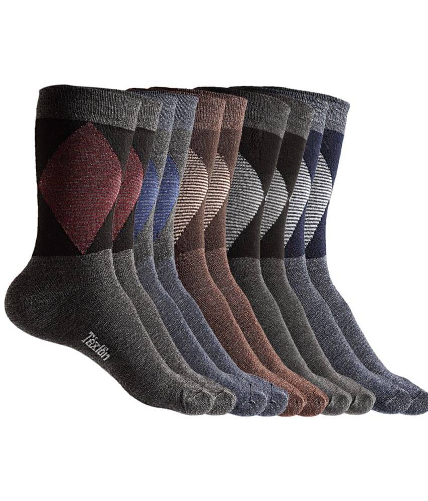 Texlon - Multicolor Woollen Men's Mid Length Socks ( Pack of 5 ) Texlon - Multicolor Woollen Men's Mid Length Socks ( Pack of 5 )