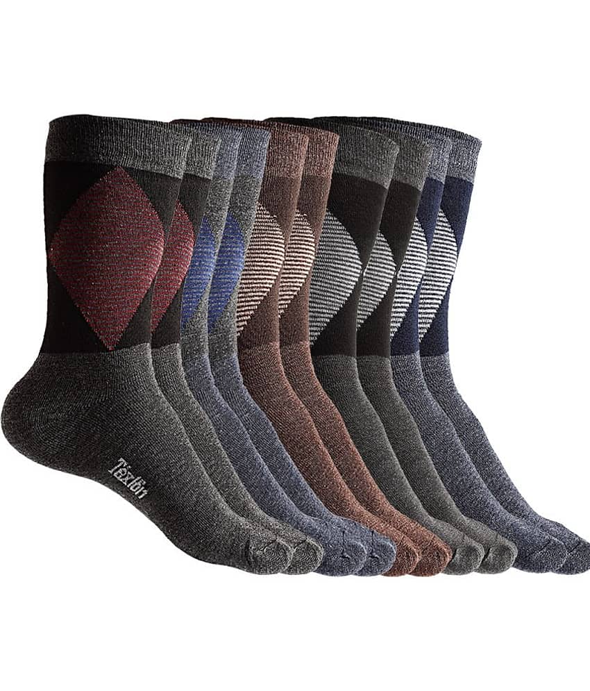 Texlon - Multicolor Woollen Men's Mid Length Socks ( Pack of 5 ) - Socks | Buy online on ZillyBuy