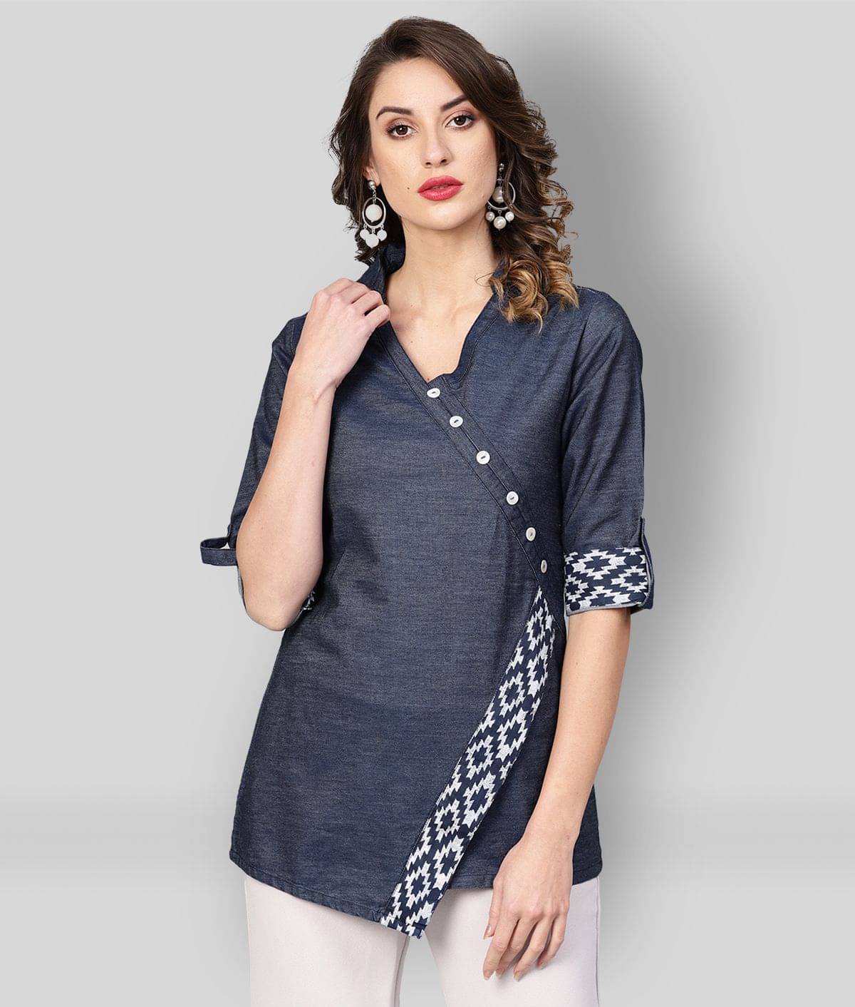     			Yash Gallery Women's Denim Regular Top ( Dark Grey )