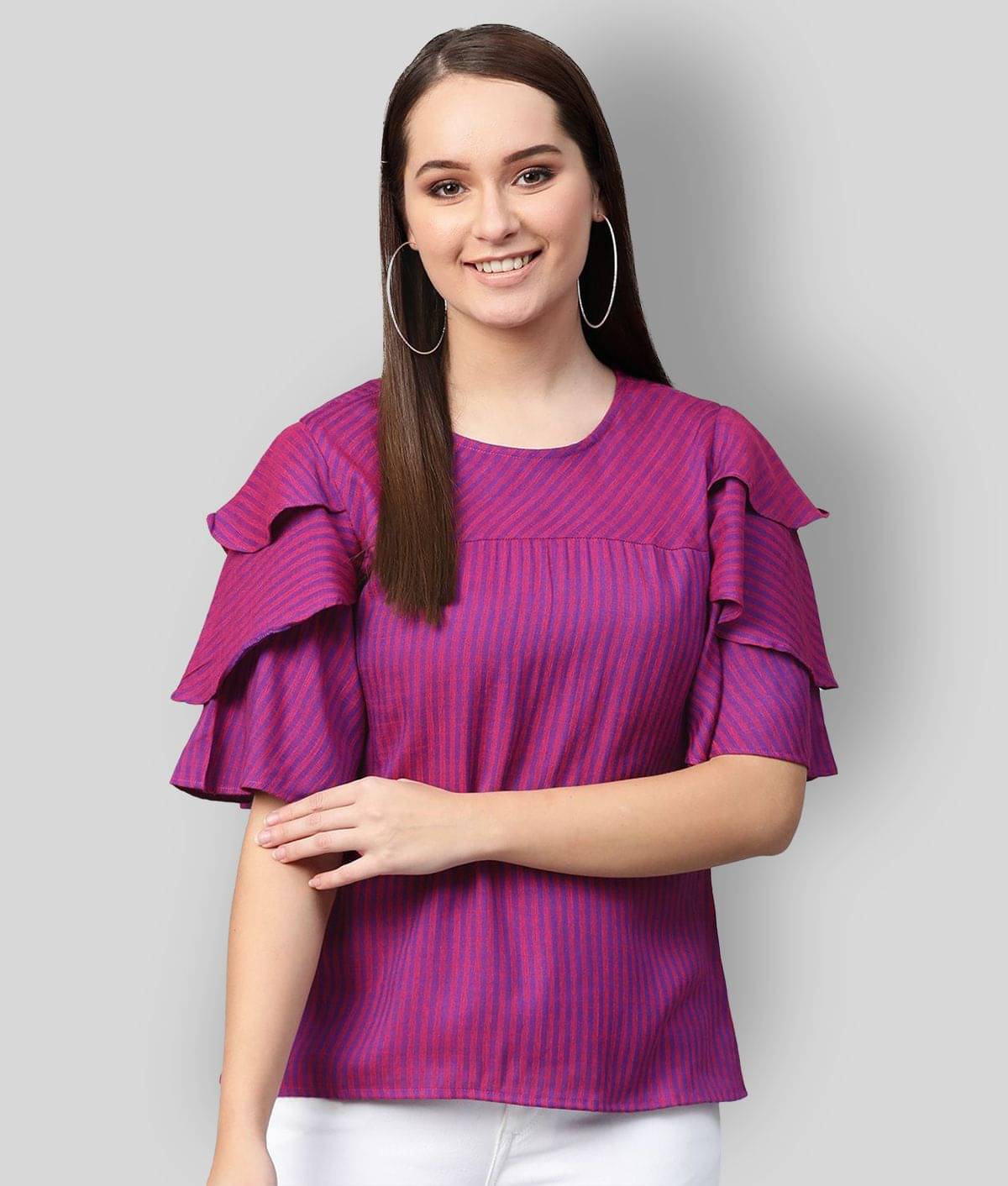 Yash Gallery Women's Viscose Regular Top ( Purple ) Yash Gallery Women's Viscose Regular Top ( Purple )