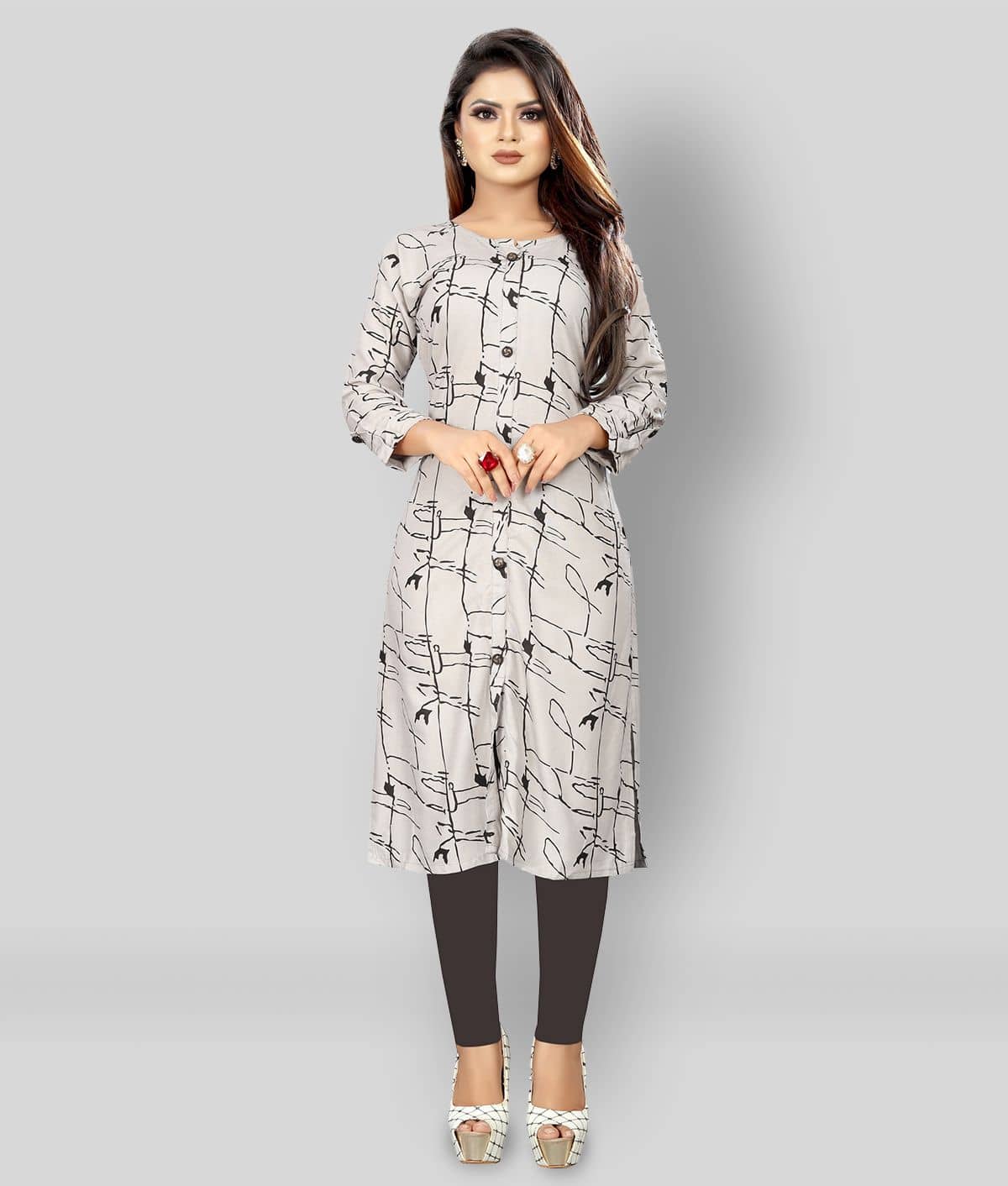 dk life style - Light Grey Rayon Women's Front Slit Kurti ( Pack of 1 ) - Kurtis, Tunics | Buy online on ZillyBuy