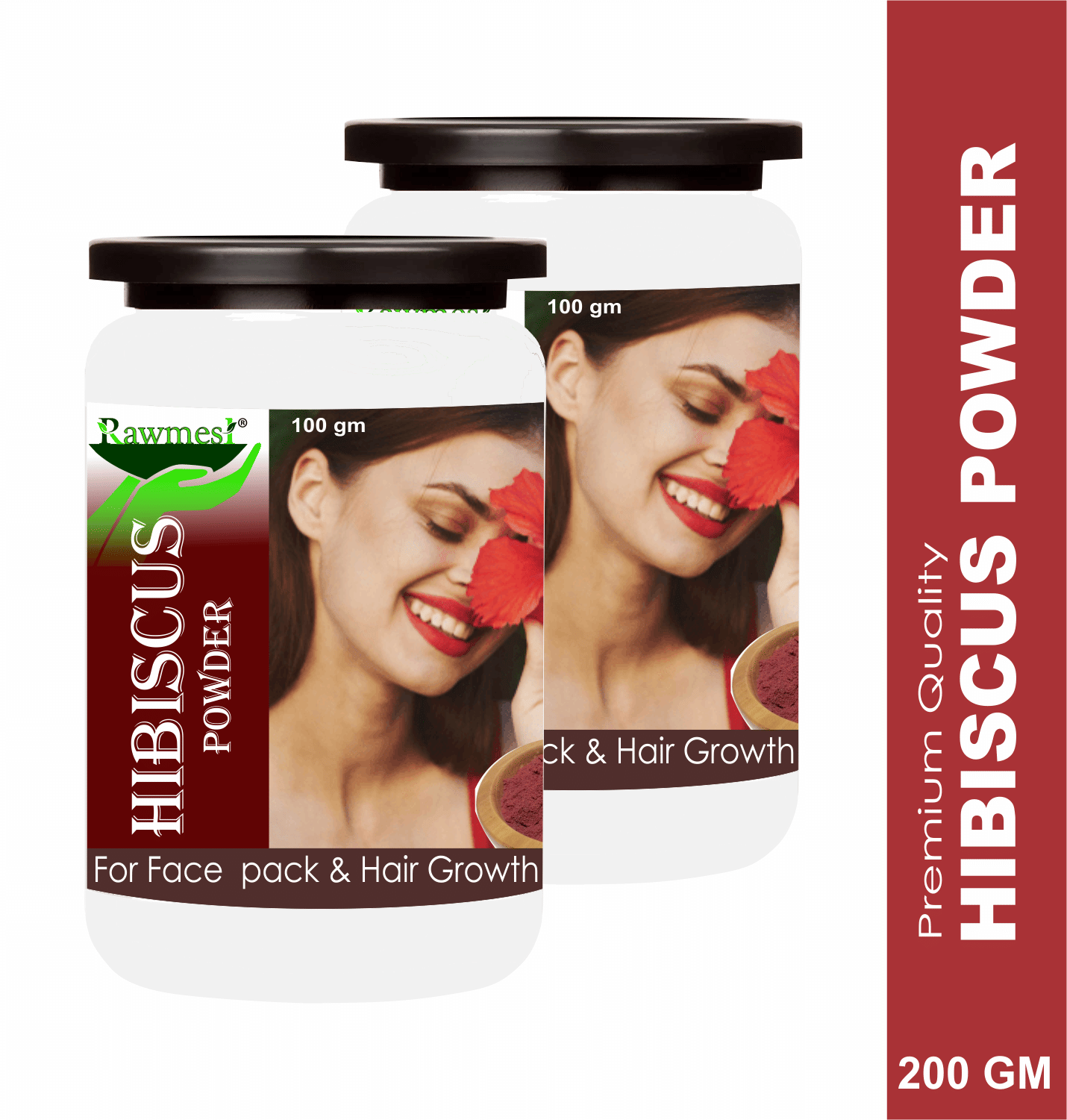 Rawmest Hibiscus For Face Pack & Hair Growth Powder 200 Gm Pack of 2