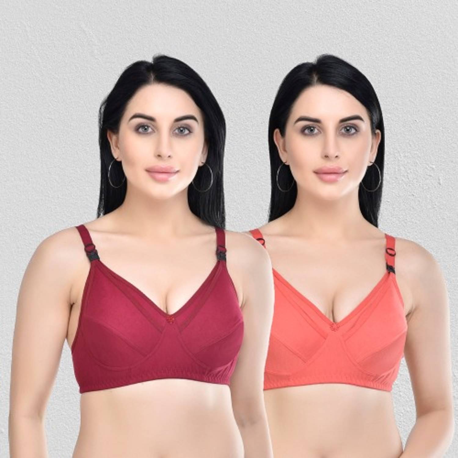 Desiprime - Multicolor Cotton Solid Women's Maternity Bra ( Pack of 2 ) Desiprime - Multicolor Cotton Solid Women's Maternity Bra ( Pack of 2 )