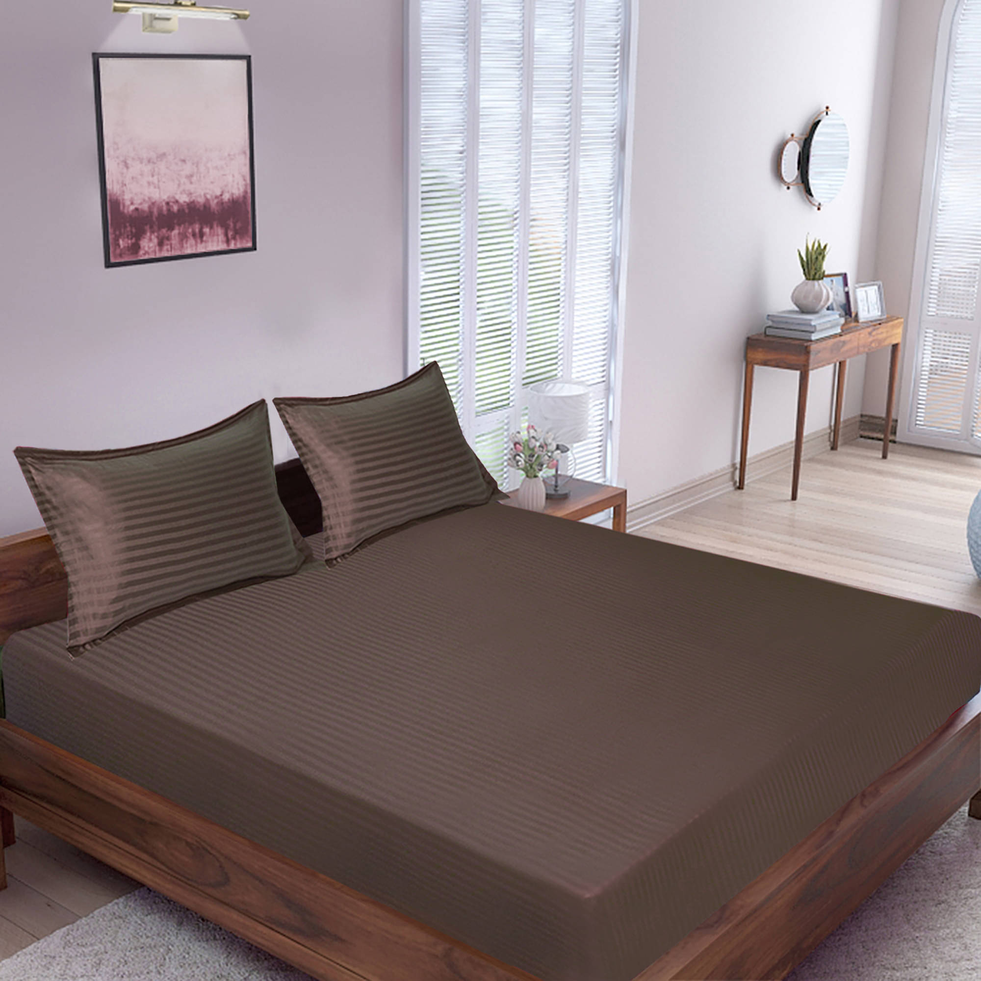     			Home Candy Cotton King Bedsheet ( Brown )