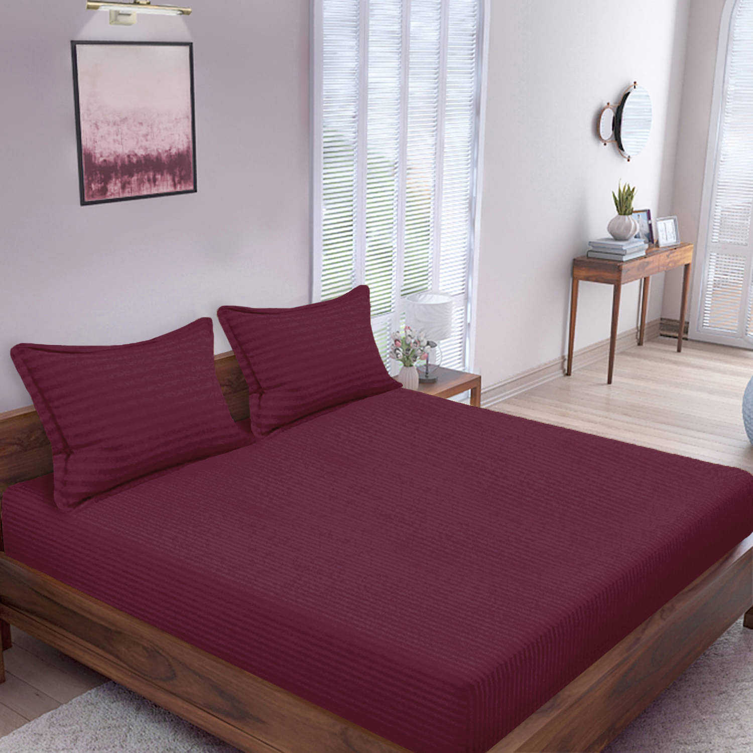     			Home Candy Cotton King Bedsheet ( Maroon )