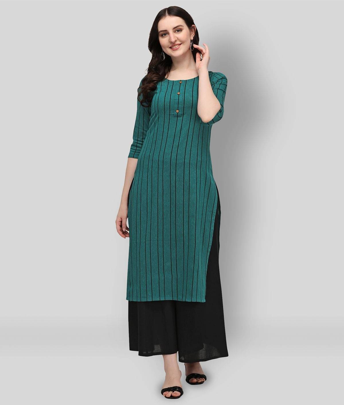     			Hritika - Green Cotton Women's Straight Kurti