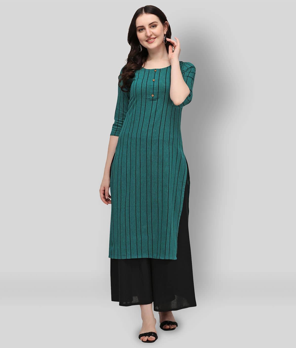 Hritika - Green Cotton Women's Straight Kurti - Kurtis, Tunics | Buy online on ZillyBuy