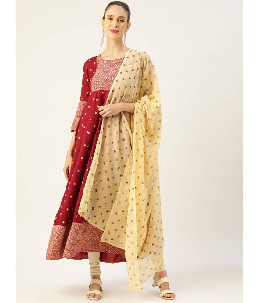 Kbz - Maroon Rayon Women's Anarkali Kurti ( Pack of 1 ) Kbz - Maroon Rayon Women's Anarkali Kurti ( Pack of 1 )