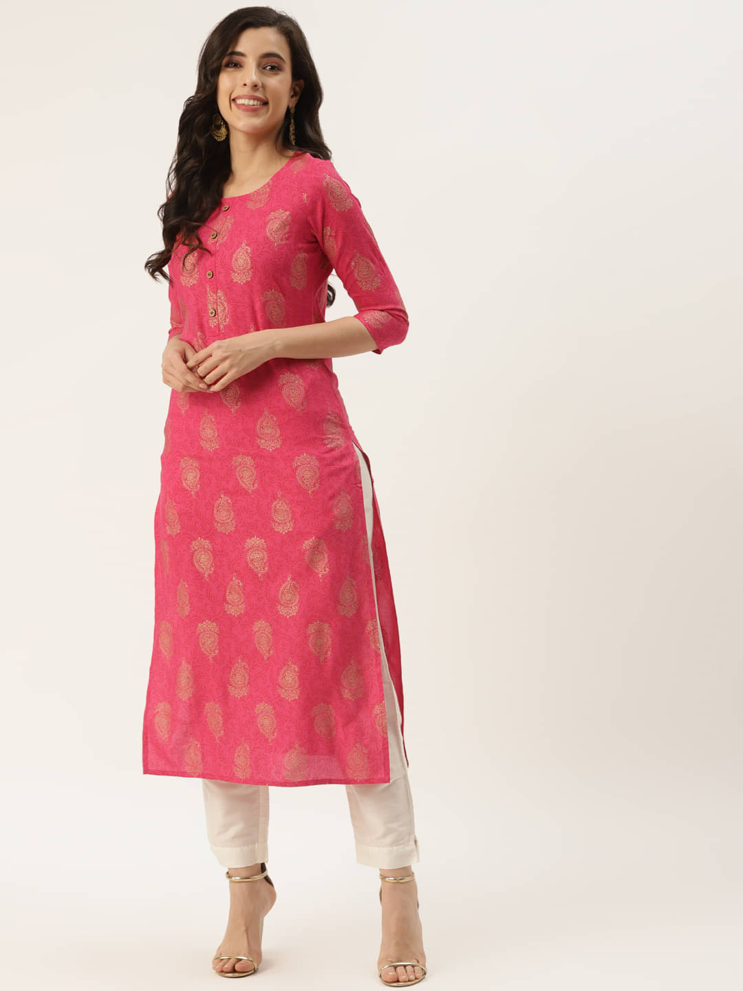 Kbz - Pink Rayon Women's Straight Kurti ( Pack of 1 ) Kbz - Pink Rayon Women's Straight Kurti ( Pack of 1 )