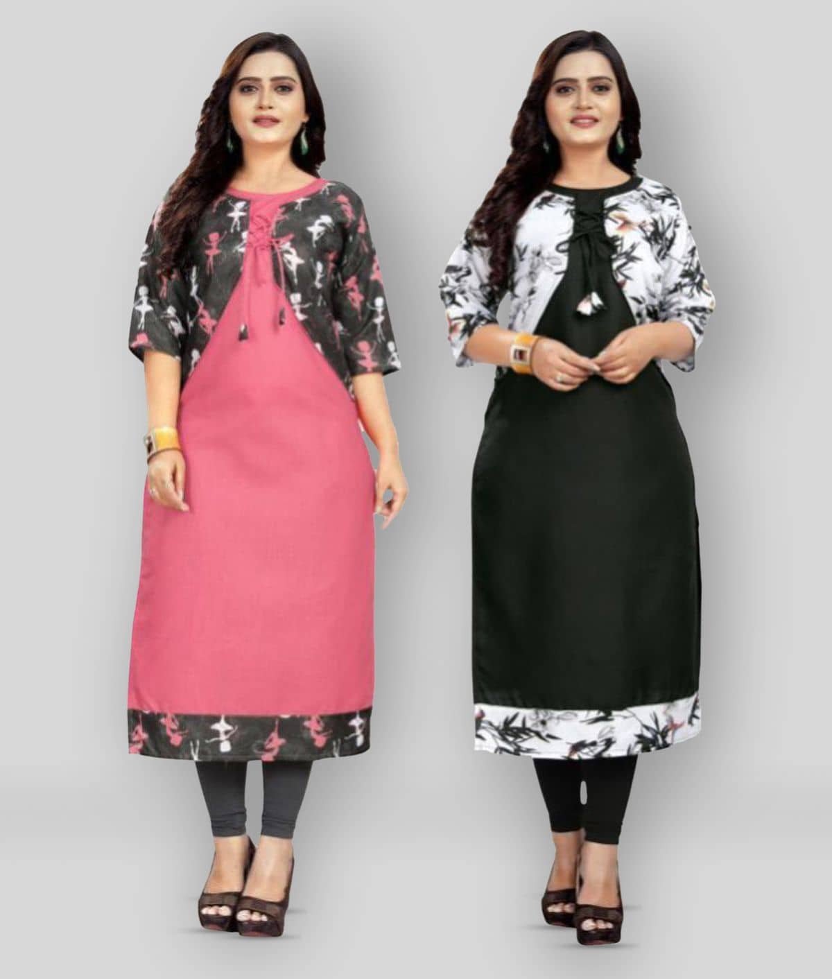 Lerkiza - Multicolor Cotton Women's Jacket Style Kurti ( Pack of 1 ) - Kurtis, Tunics | Buy online on ZillyBuy