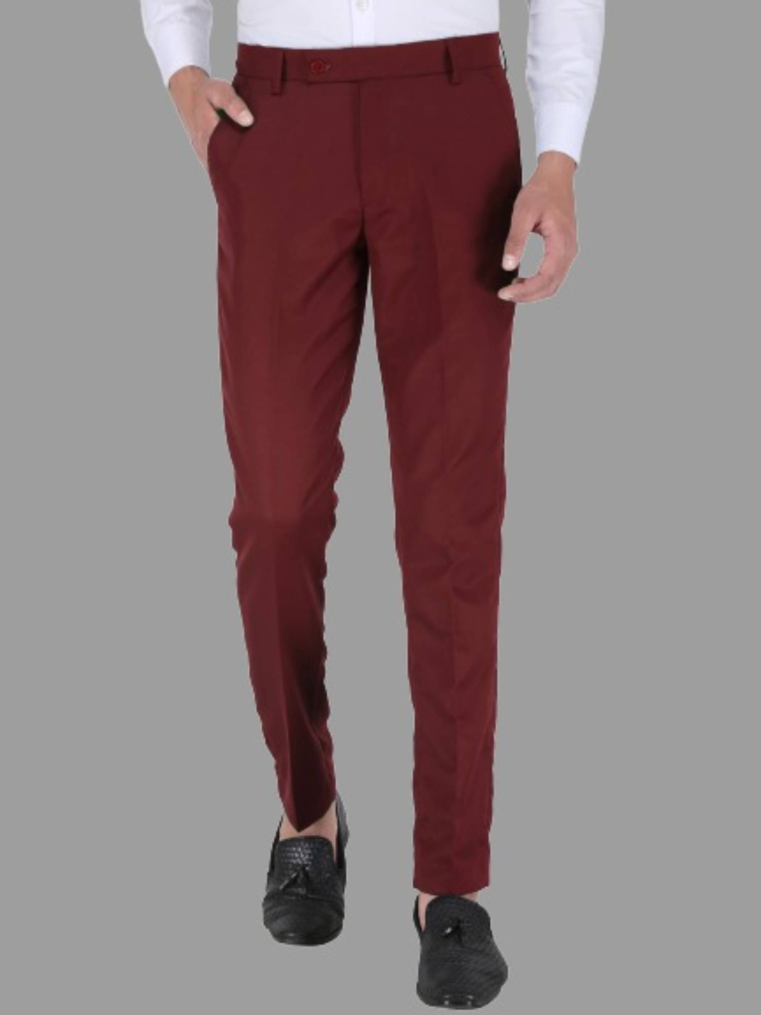     			Playerz - Maroon Polycotton Slim - Fit Men's Formal Pants ( Pack of 1 )