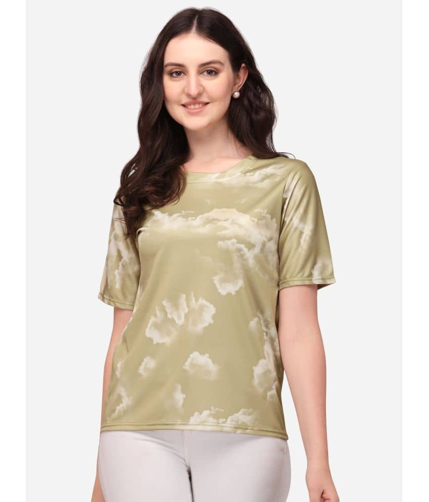 Prettify Women Cotton Dyed Regular Fit Round Neck T-Shirt ( Gold )