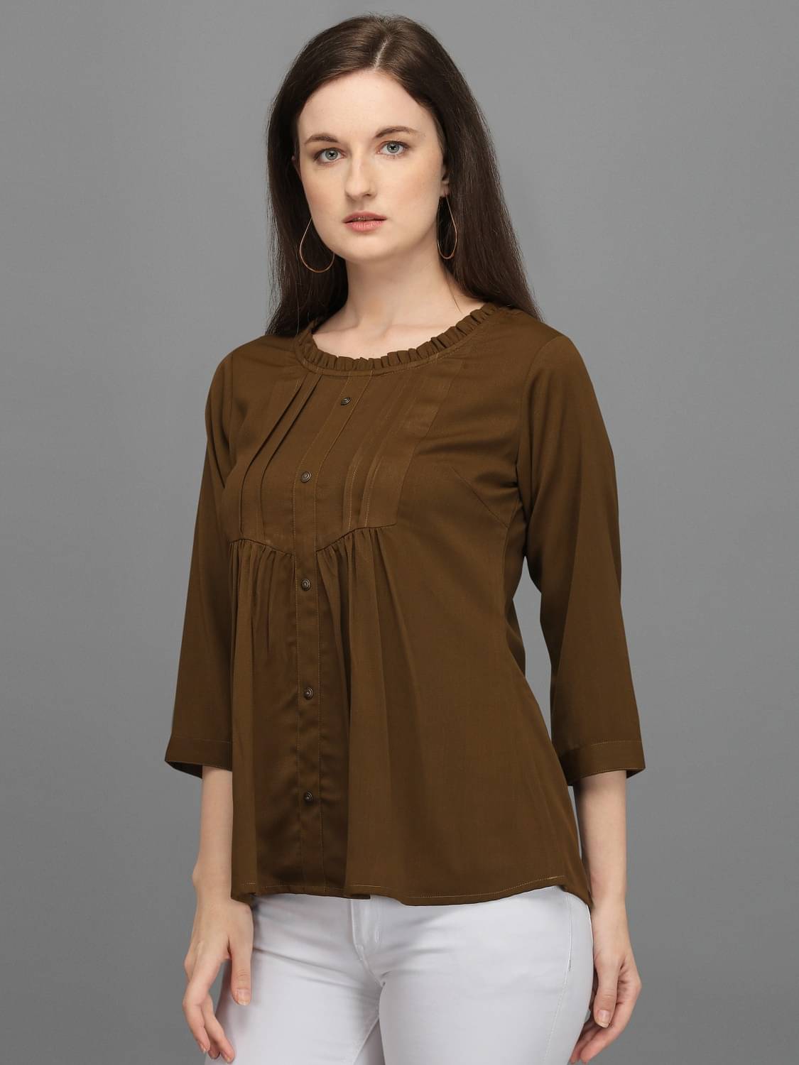 Prettify Women's Polyester A-Line Top ( Camel )     			Prettify Women's Polyester A-Line Top ( Camel )