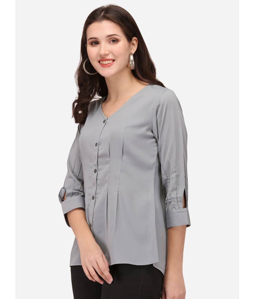 Prettify Women Solid Polyester Shirt ( Grey )