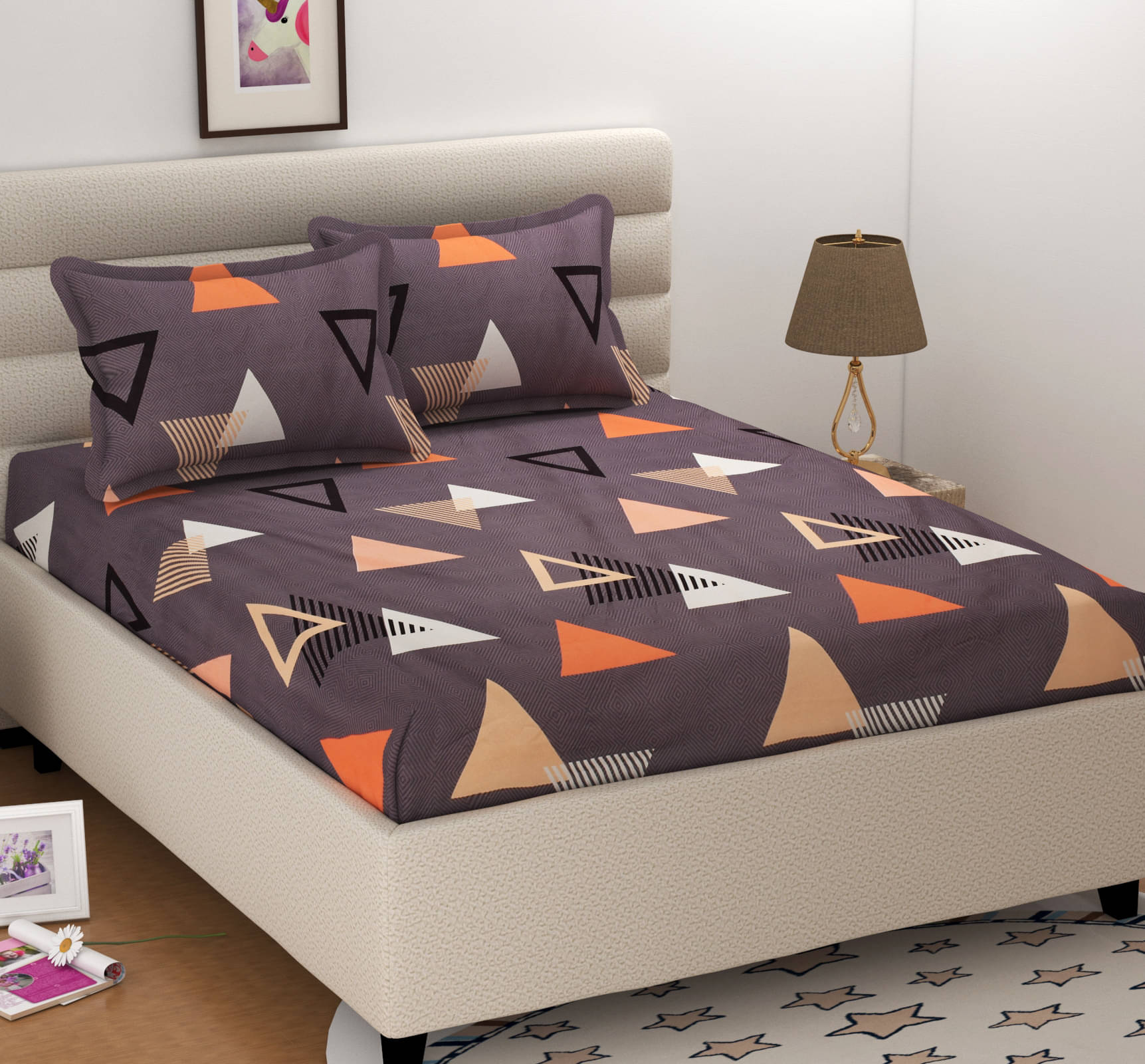 Sky Tex King 3D Polycotton Brown Geometrical Fitted Sheet Sky Tex King 3D Polycotton Brown Geometrical Fitted Sheet