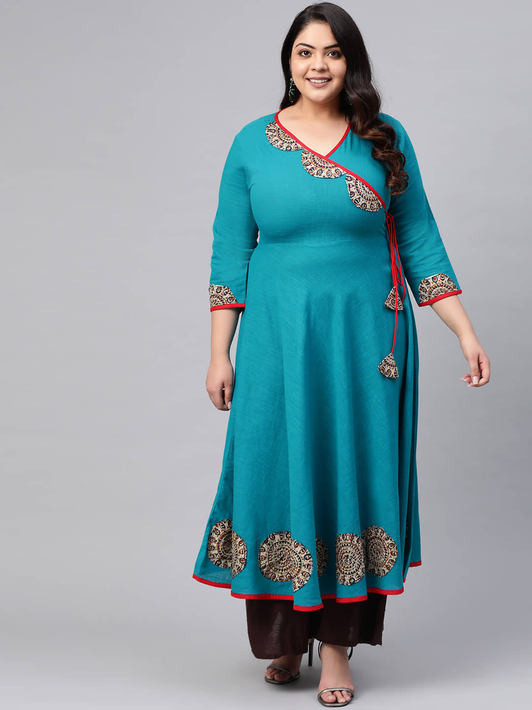 Yash Gallery Pack of 1 Cotton Printed Angrakha Women's Kurti - ( Blue ) - Kurtis, Tunics | Buy online on ZillyBuy