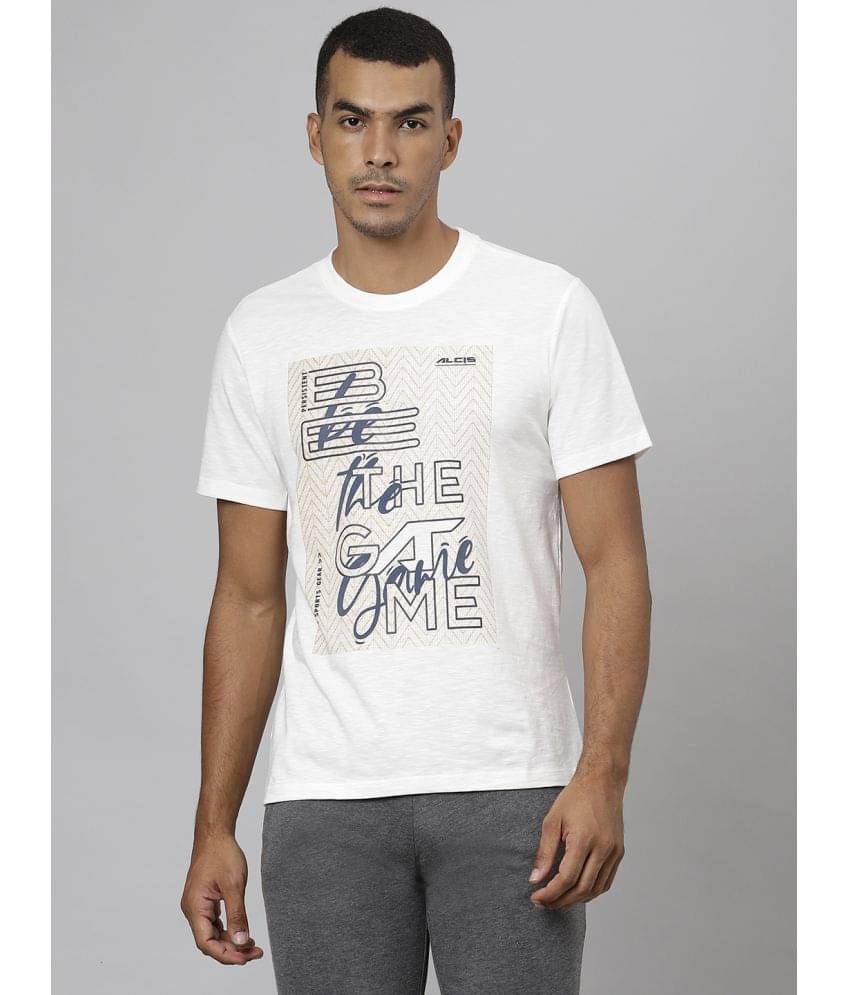 Alcis - White Cotton Regular Fit Men's Sports T-Shirt ( Pack of 1 ) Alcis - White Cotton Regular Fit Men's Sports T-Shirt ( Pack of 1 )