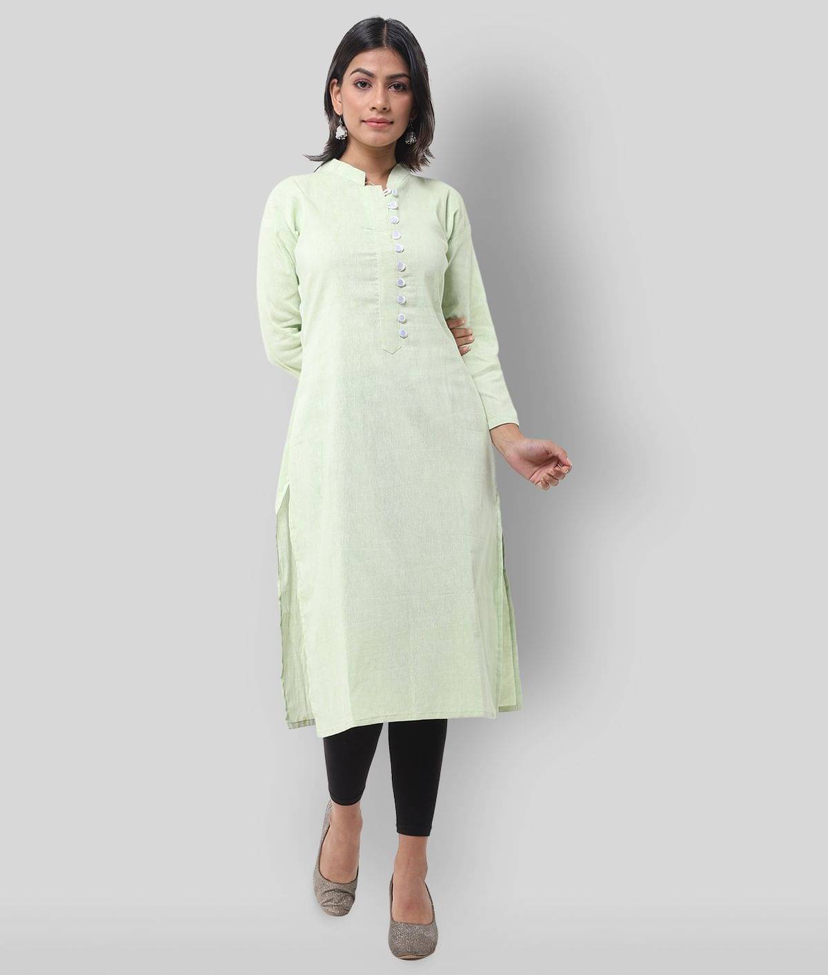     			DESHBANDHU DBK - Green Cotton Women's Straight Kurti