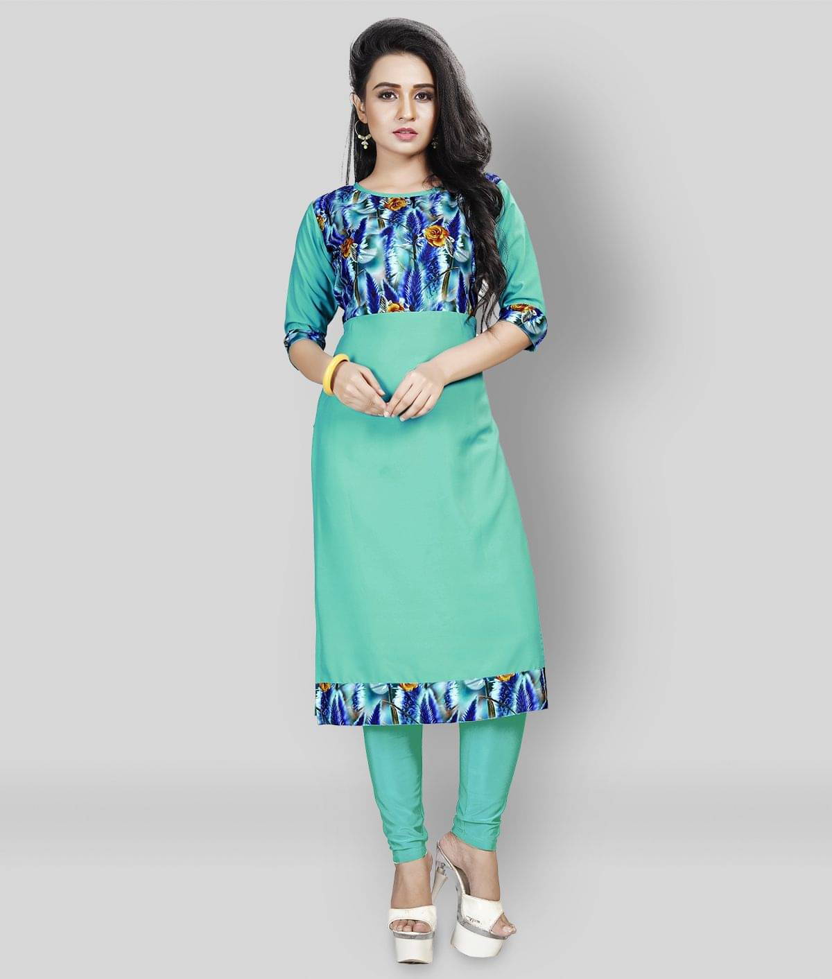Jiya Enterprise - Multicolor Crepe Women's Straight Kurti ( Pack of 1 ) Jiya Enterprise - Multicolor Crepe Women's Straight Kurti ( Pack of 1 )