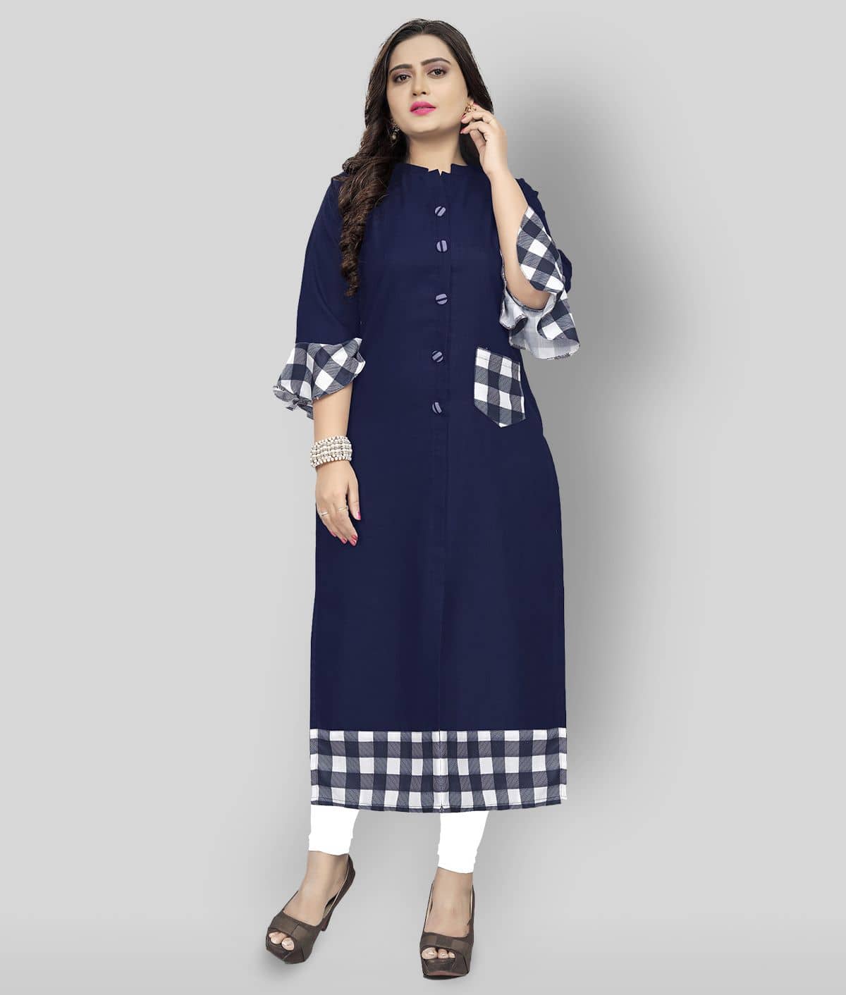 Lerkiza - Blue Cotton Women's Straight Kurti - Kurtis, Tunics | Buy online on ZillyBuy