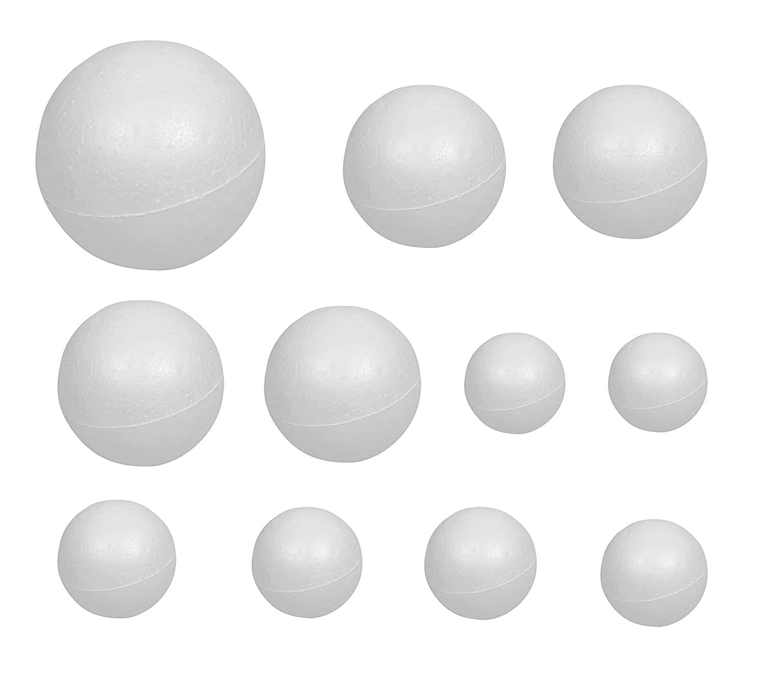     			PRANSUNITA 11 Pcs Craft Styrofoam White Smooth Balls for Arts & Crafts, DIY Crafts Making, Ornaments Decoration, School Projects, Solar System models – ( 3 different sizes )