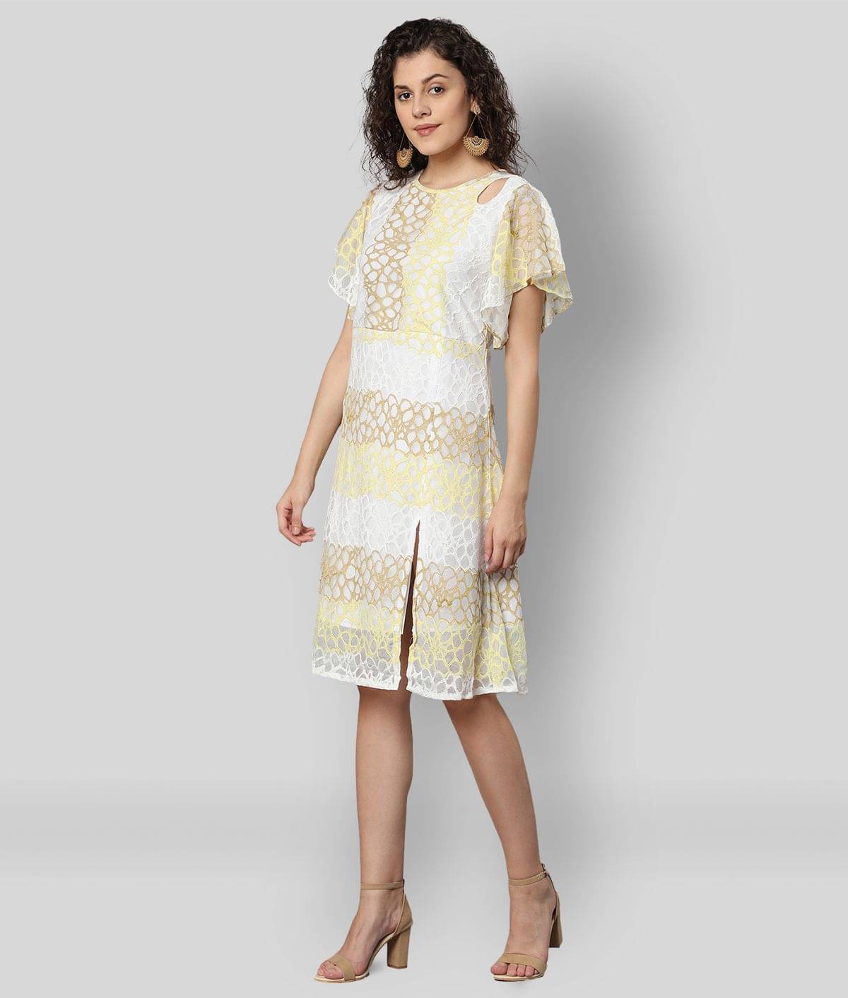 Selvia - Multicolor Net Women's Cut Out Dress ( Pack of 1 ) Selvia - Multicolor Net Women's Cut Out Dress ( Pack of 1 )