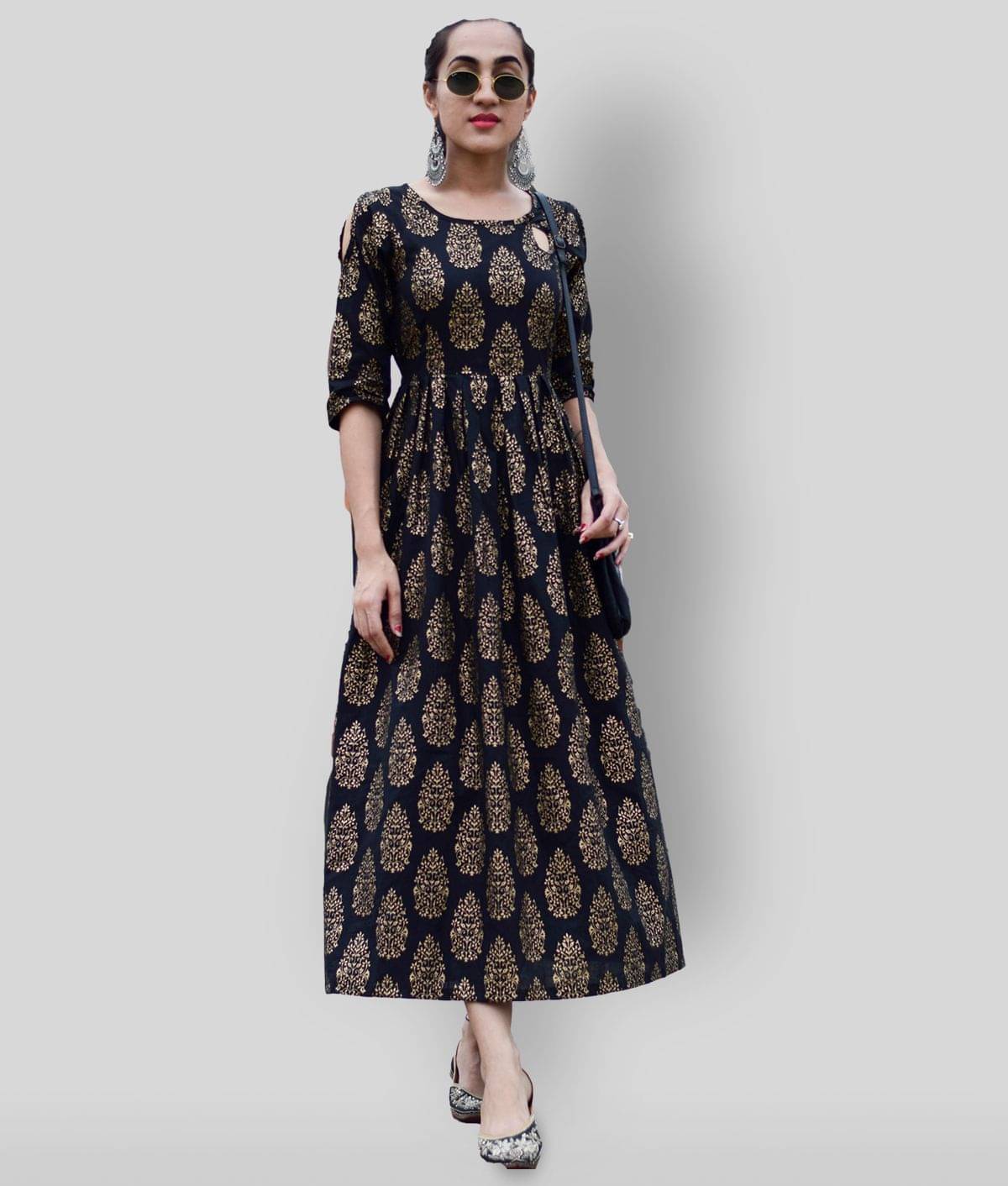 The Style Story - Navy Rayon Women's Flared Kurti ( Pack of 1 ) The Style Story - Navy Rayon Women's Flared Kurti ( Pack of 1 )